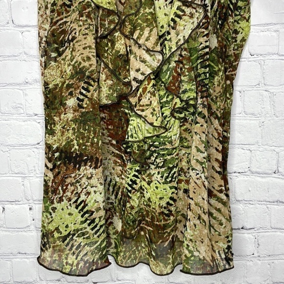 BCX Chiffon Camo Camouflage Sleeveless Summer Halter Top w Front Ruffles Size S - Picture 3 of 12